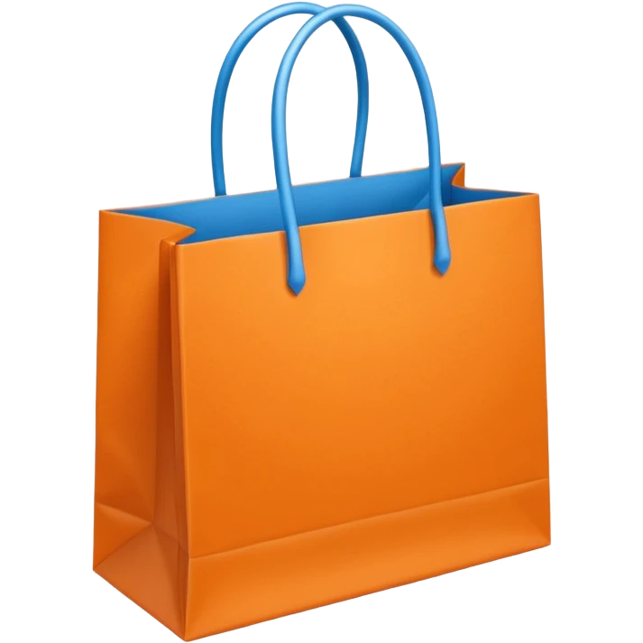 orange gift bag with thick blue handles emoji