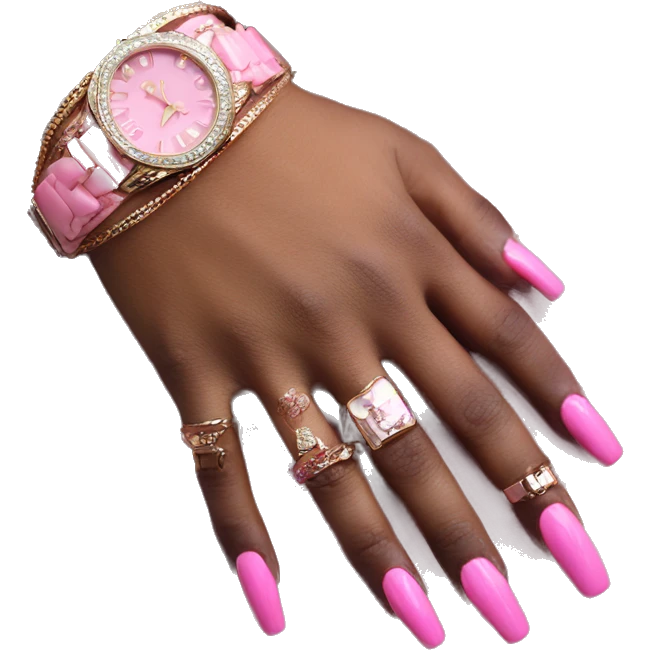 Dark hand luxury bracelet pink nails emoji