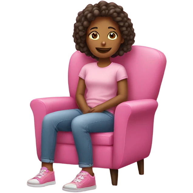 A girl Stting on a pink chair emoji
