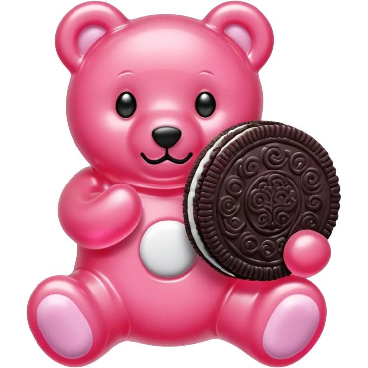 transparent pink gummy bear pink Oreo cookie kawaii emoji