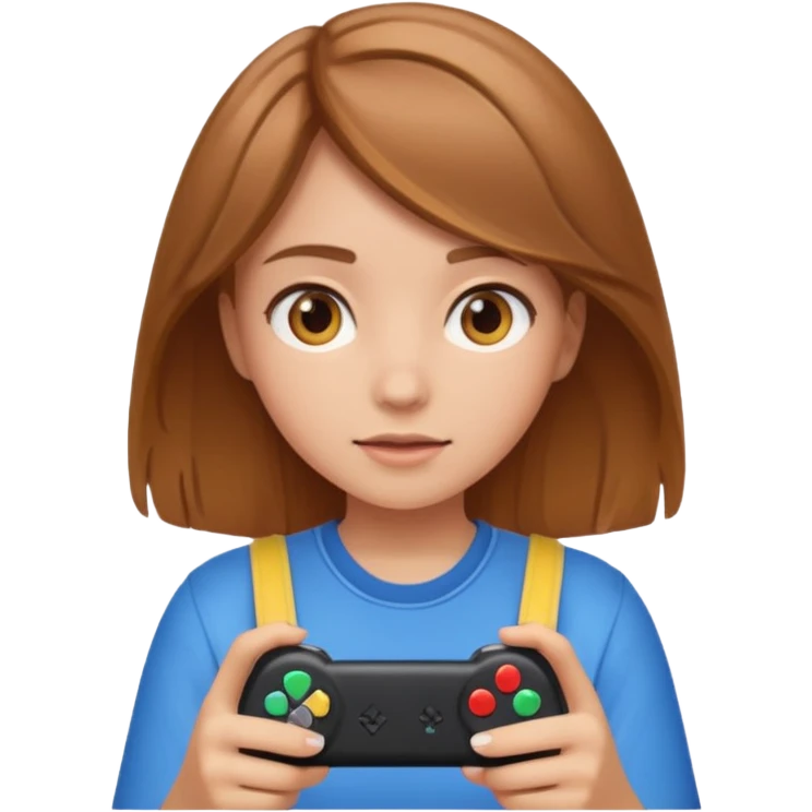 Девушка с русыми волосами играет в приставку  emoji