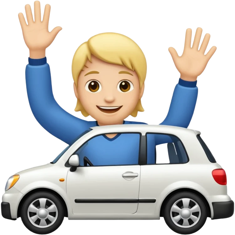 Crea un emoji con fondo transparente en PNG de una persona manejando un vehículo emoji