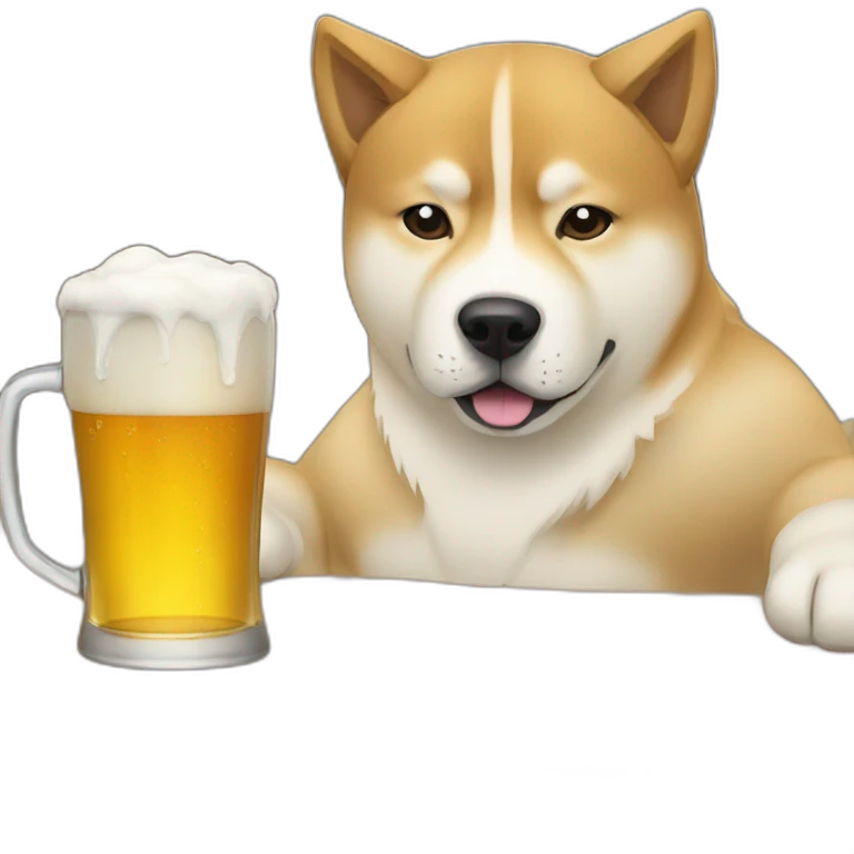 Akita-inu and Labrador drinking beer emoji