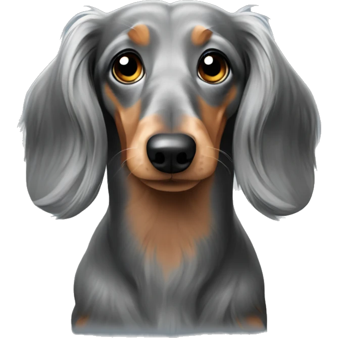 Grey long haired dachshund  emoji
