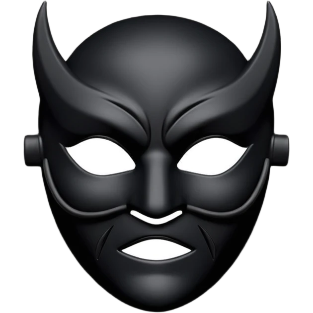 Minimal emoji, gothic mask forged from matte black leather, emotionless expression, smooth heavy surface, subtle leather texture, deep shadows, no glow, no neon, flat emoji style, centered emoji