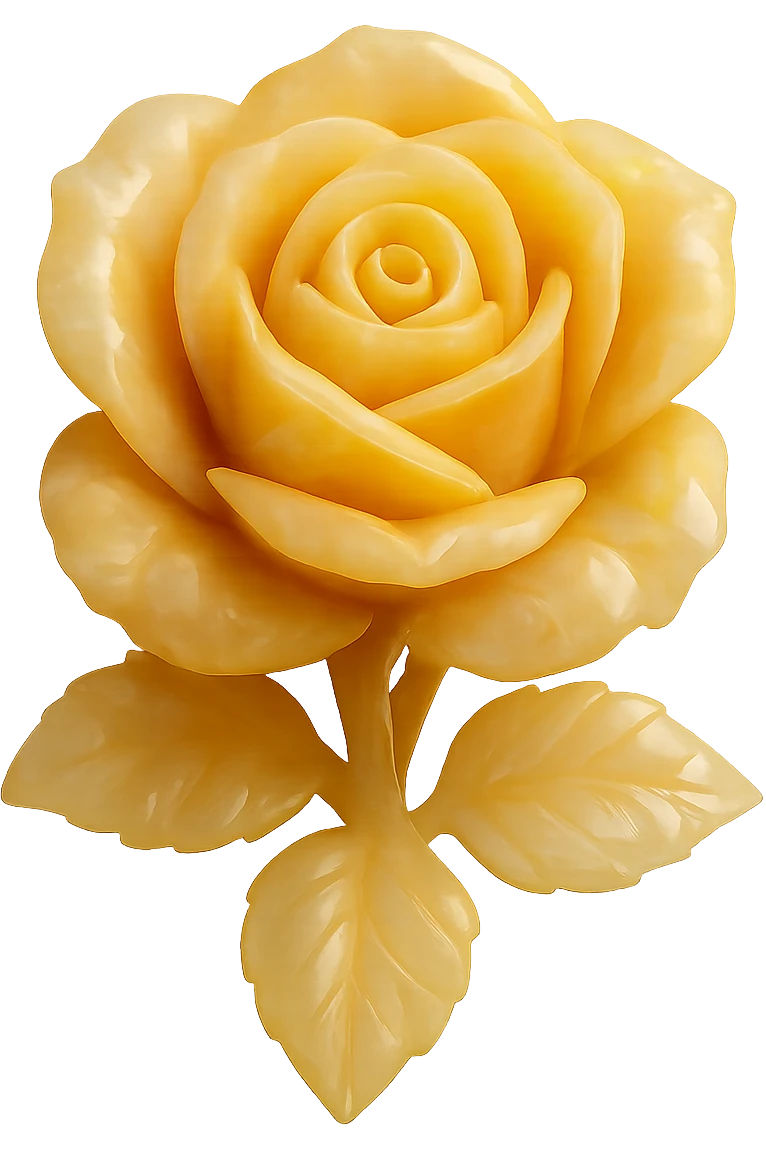 yellow Opal crystal rose flower, remove background emoji