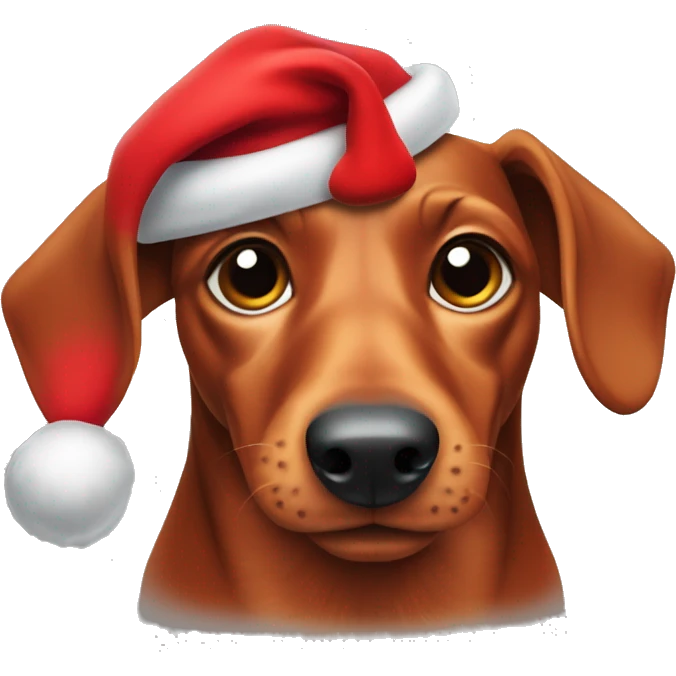 Red dachshund in Santa hat emoji