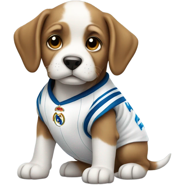 Dog puppy in Real Madrid jersey  emoji