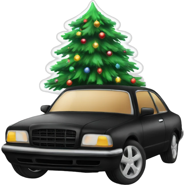 Christmas black car with Christmas tree emoji