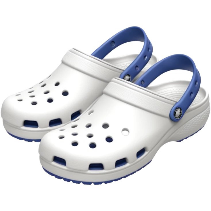 Pure white Crocs clogs, all-white straps and sole, no blue or other colors, matte white material, ventilation holes, dark background, realistic product photo, monochrome white only, no logos. bottom white emoji