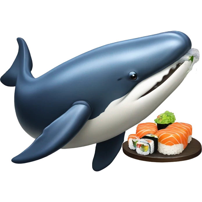 humpback whale at a sushi buff emoji