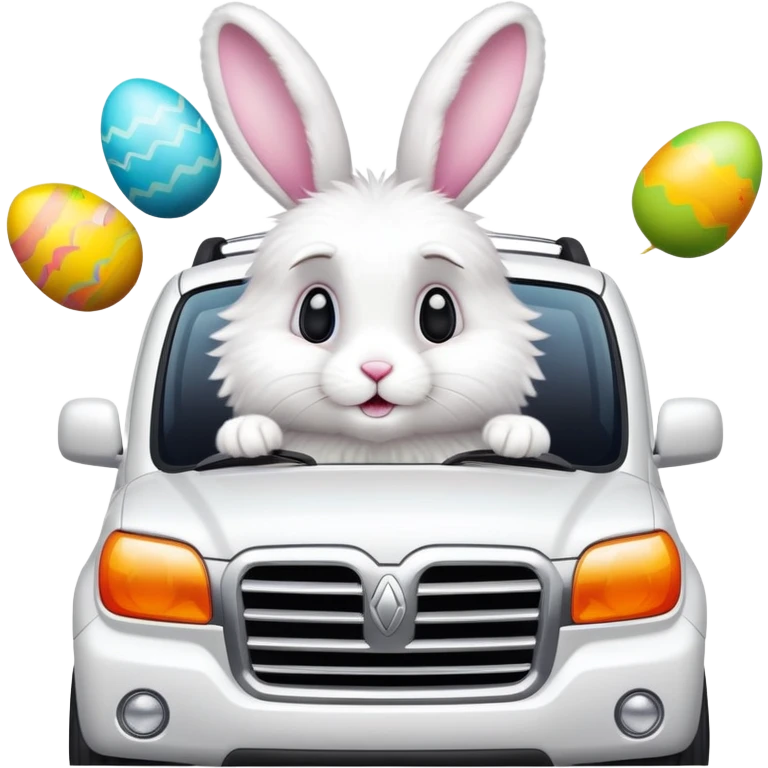 Easter rabbit driving a suv emoji