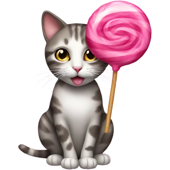 a cat with a pink lollipop  emoji