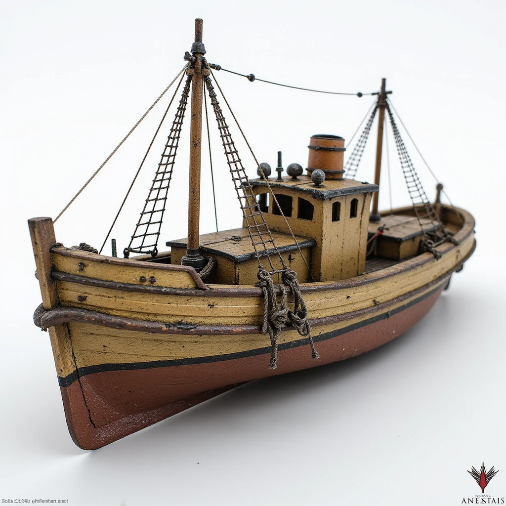 A realistic boat with detailed hull and deck. emoji