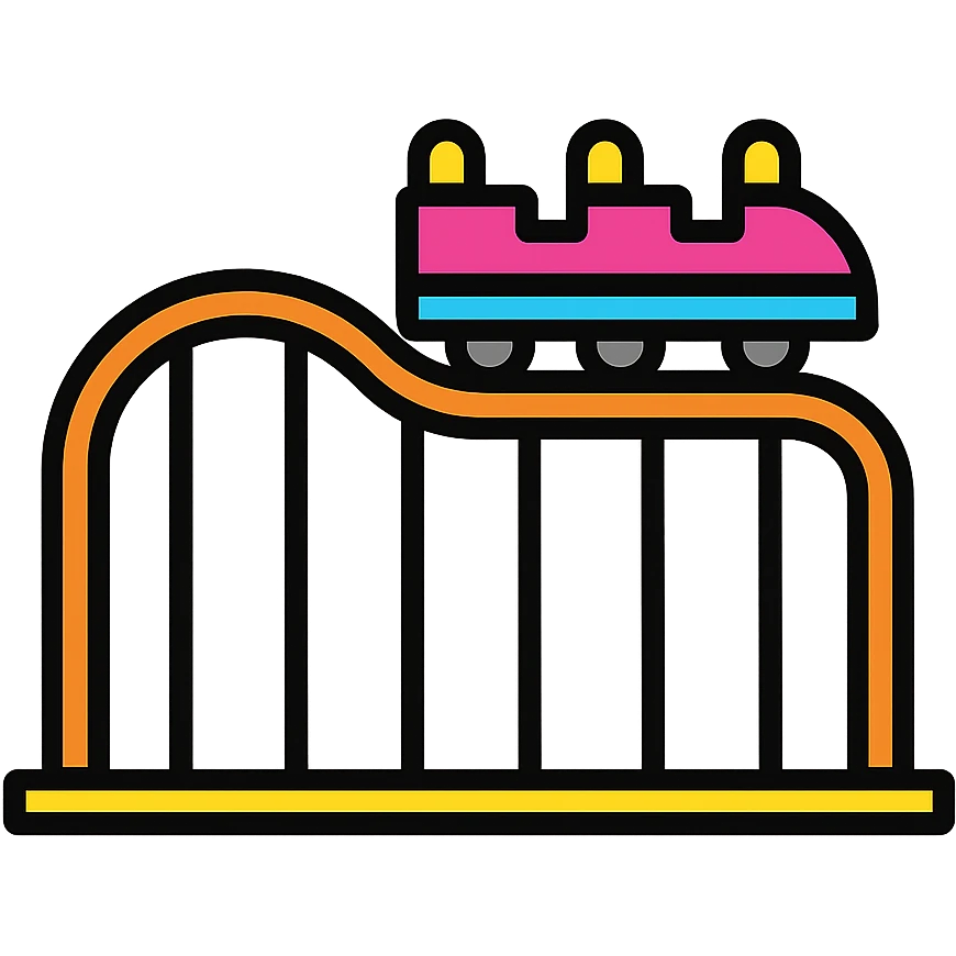 roller coaster icon, color outline, playful and vibrant, clear roller coaster shape emoji