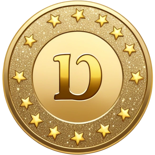 coin with glittery sparkles around it, bright and celebratory emoji