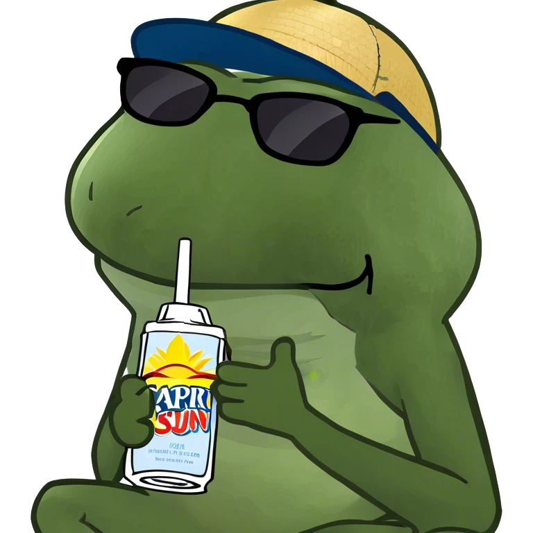 sitting, drinking a capri sun emoji