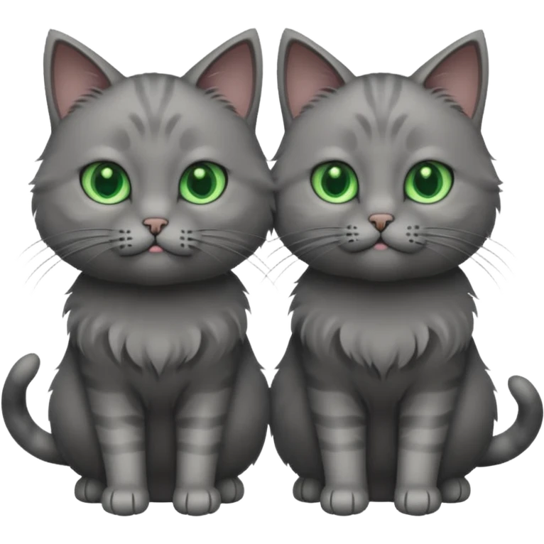 two grey cats in a heart green eyes emoji