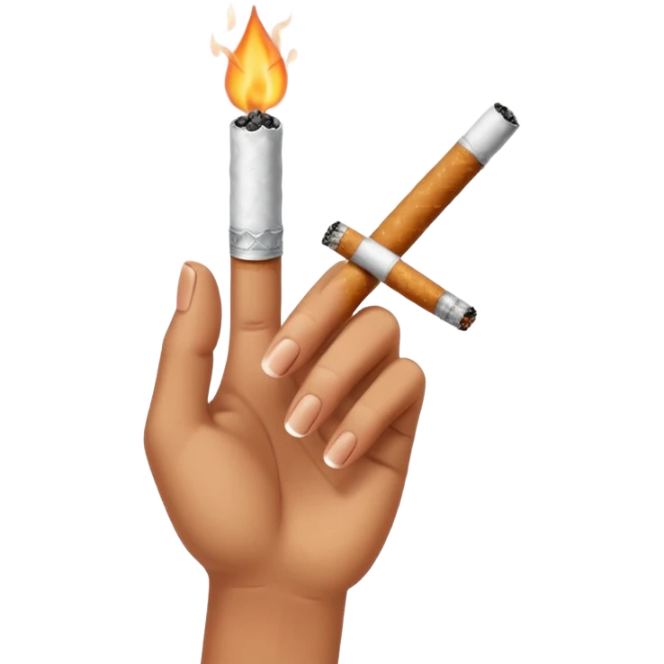 A hand holding a cigarette  emoji