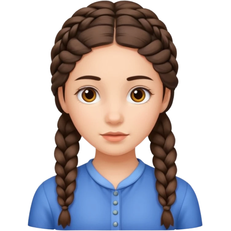 brunet kid girl young with braid emoji