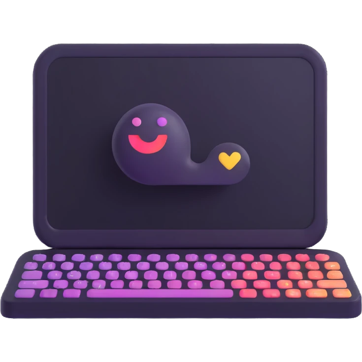 emoji for typing AI, chat bubble with animated dots or digital keyboard, futuristic style, similar to Siri or Gemini branding emoji