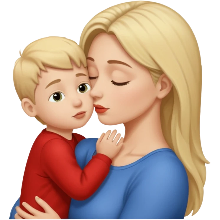 Mulher beijando testa do filho  emoji