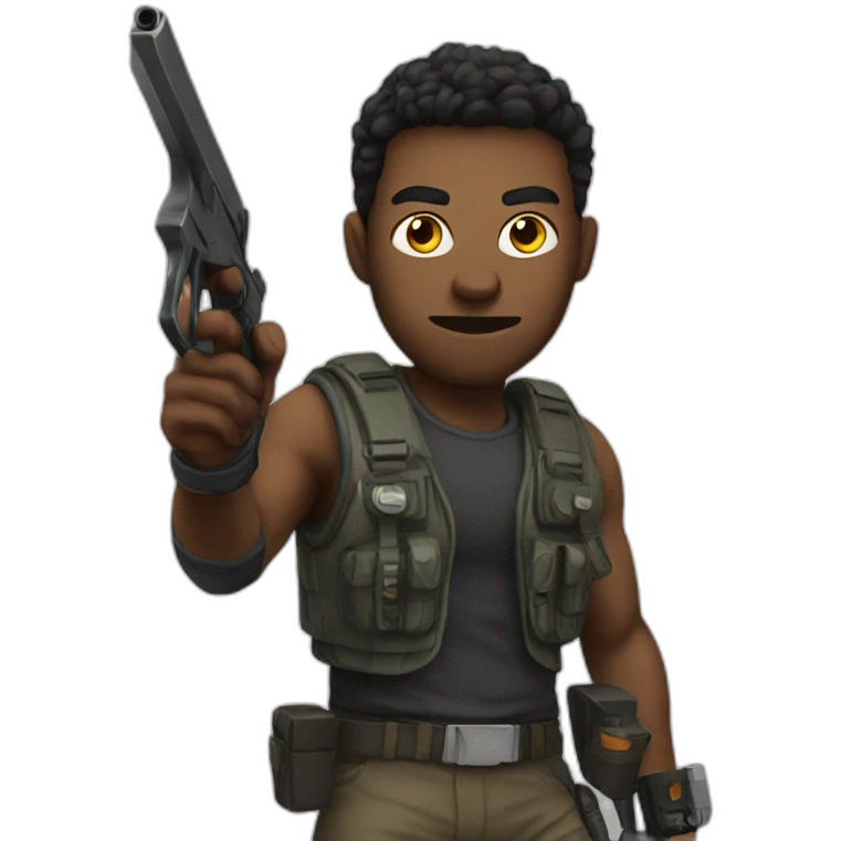 Gamer with gun emoji
