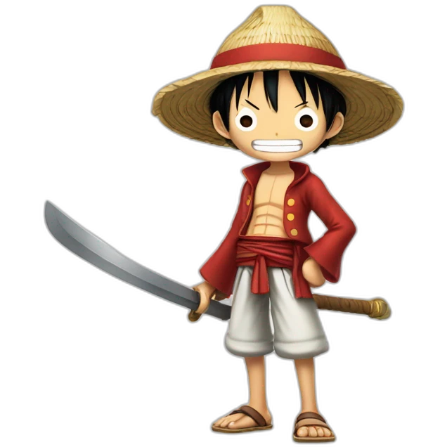 Tête de luffy sur un sabre emoji