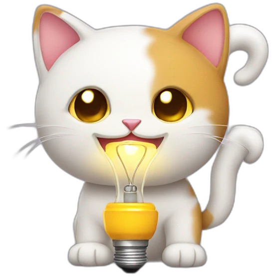 kitty cat with a light bulb in his paws emoji