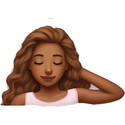 Teen girl sleeping in a bed pink  emoji