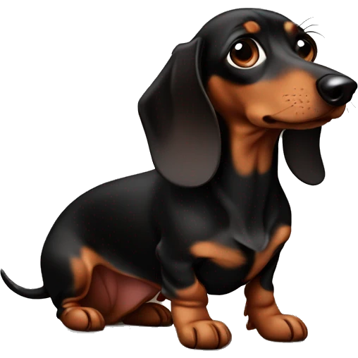 Frowning mini black and brown dachshund  emoji