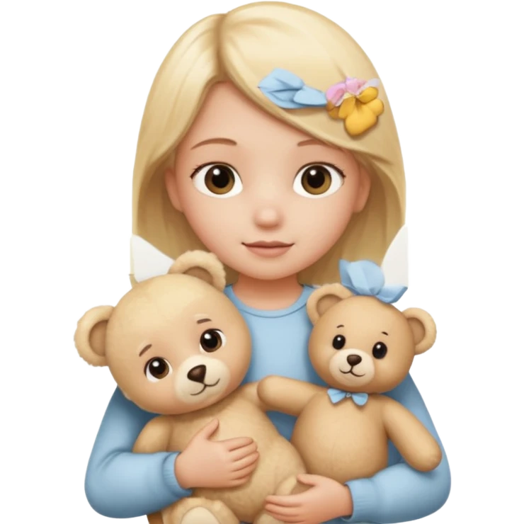 Blonde little girl with beige bear emoji