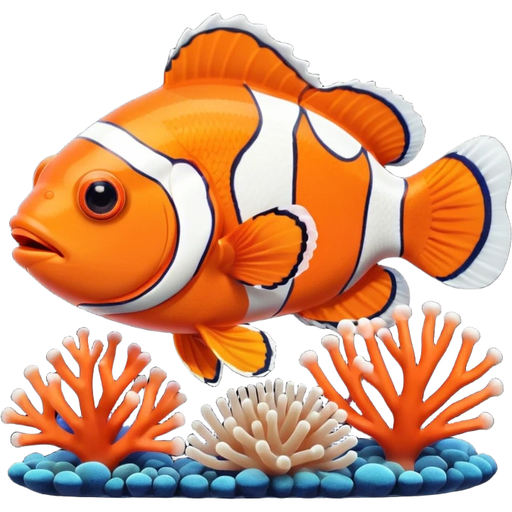 Clown fish with coral in an aquarium emoji