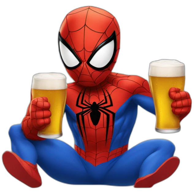Spider man with beer emoji