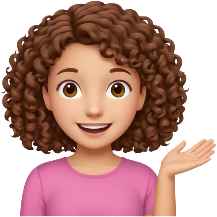 fun cute loud popular pretty girl modest curly brown hair pink top excited emoji