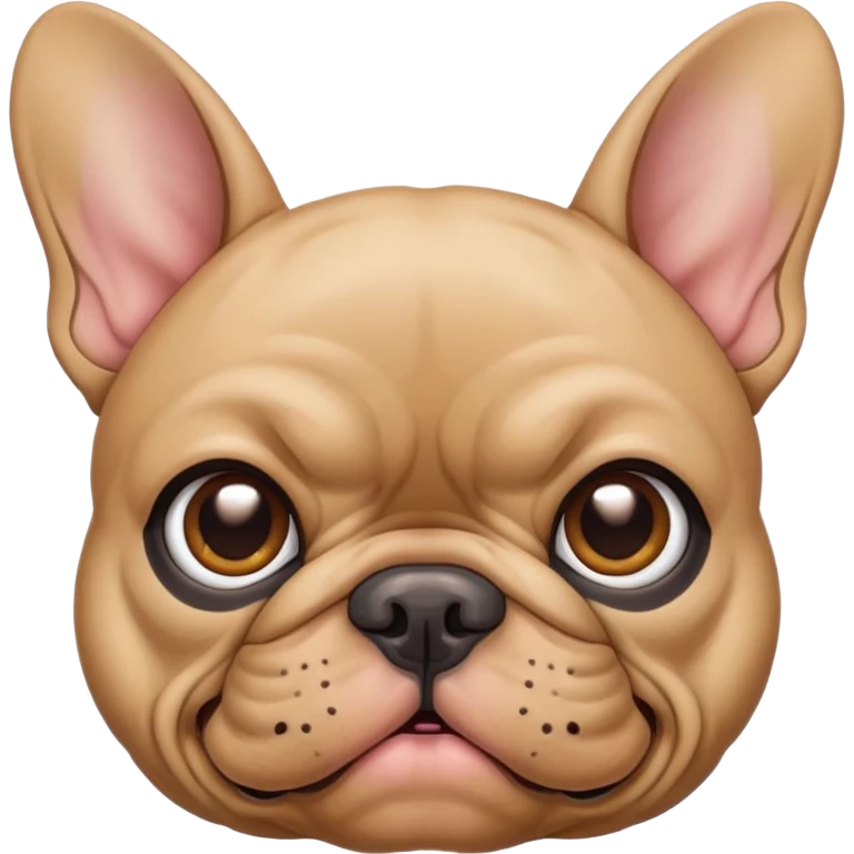 tan french bulldog head with bat ears and wrinkled face emoji