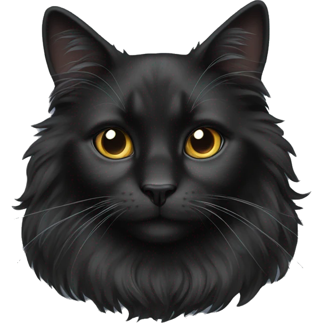 black cat domestic long-haired with white spot emoji