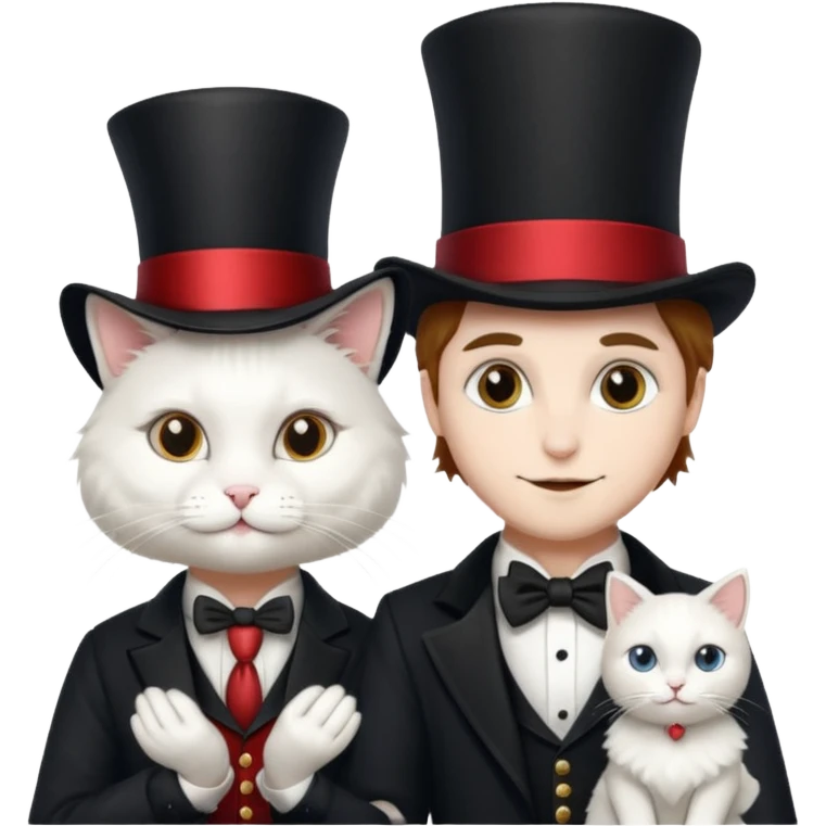 magician couple and their pet cat emoji