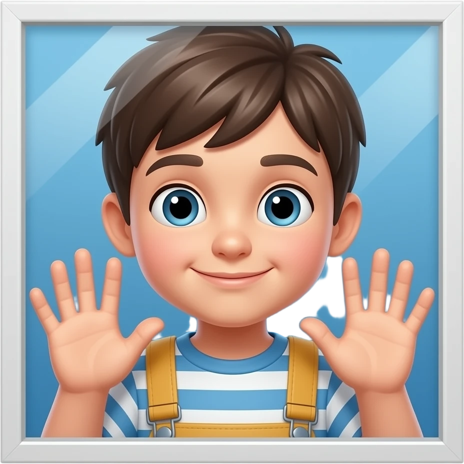 child rubbing hands on a window emoji