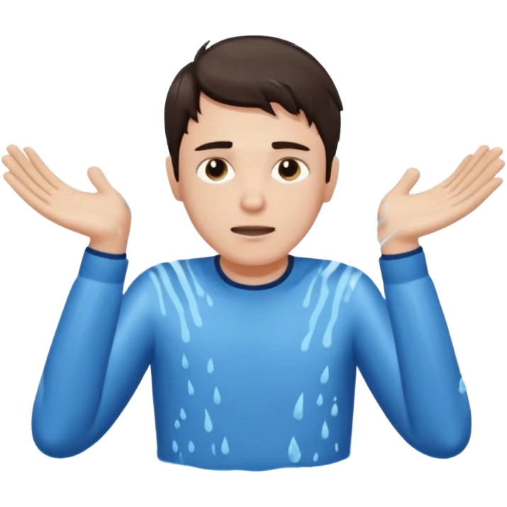 clothed brunette Man drowning with more water and splashes  emoji