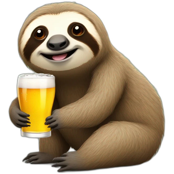 Sloth drinking beer with a caterpillar emoji