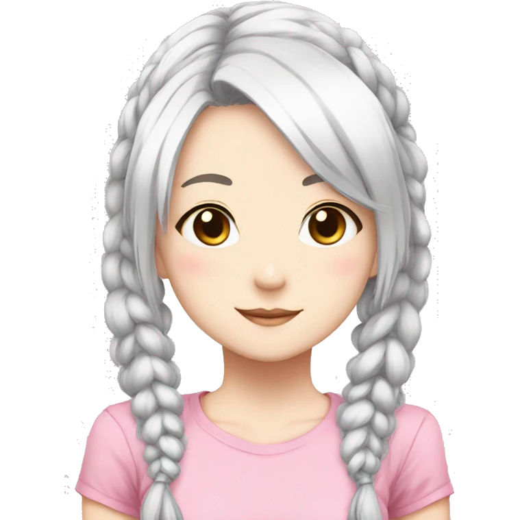 white hair girl pink strands pigtails anime emoji