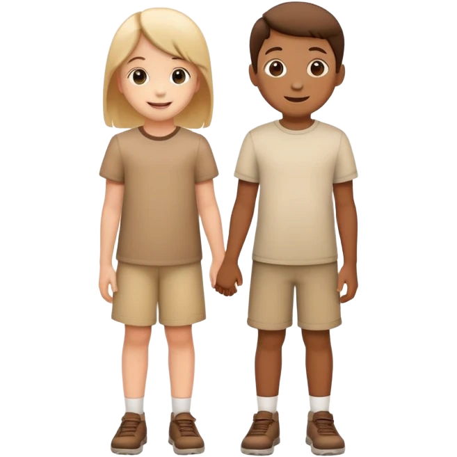 two children standing side by side, happy and friendly emoji