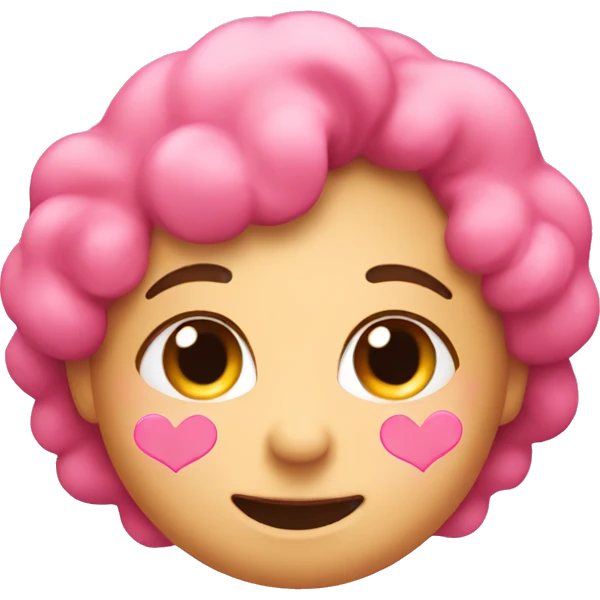 Blushing with pink hearts emoji