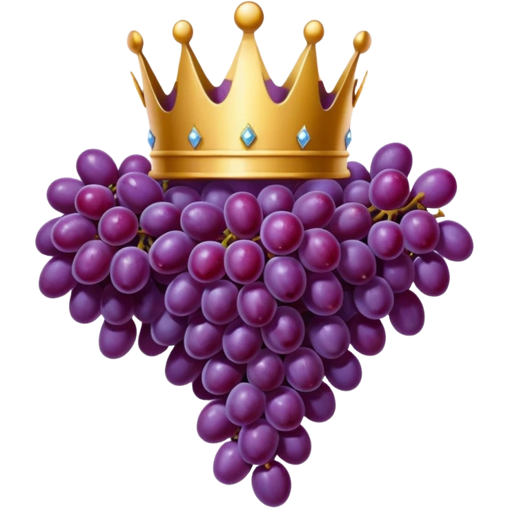 luxury grape cluster with crown, gold highlights, deep color richness, symbolizing Grand Cru wine, emoji style emoji
