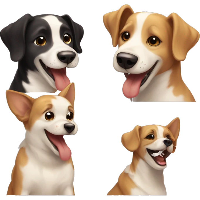 Cute dogs best friends laughing comic book style emoji