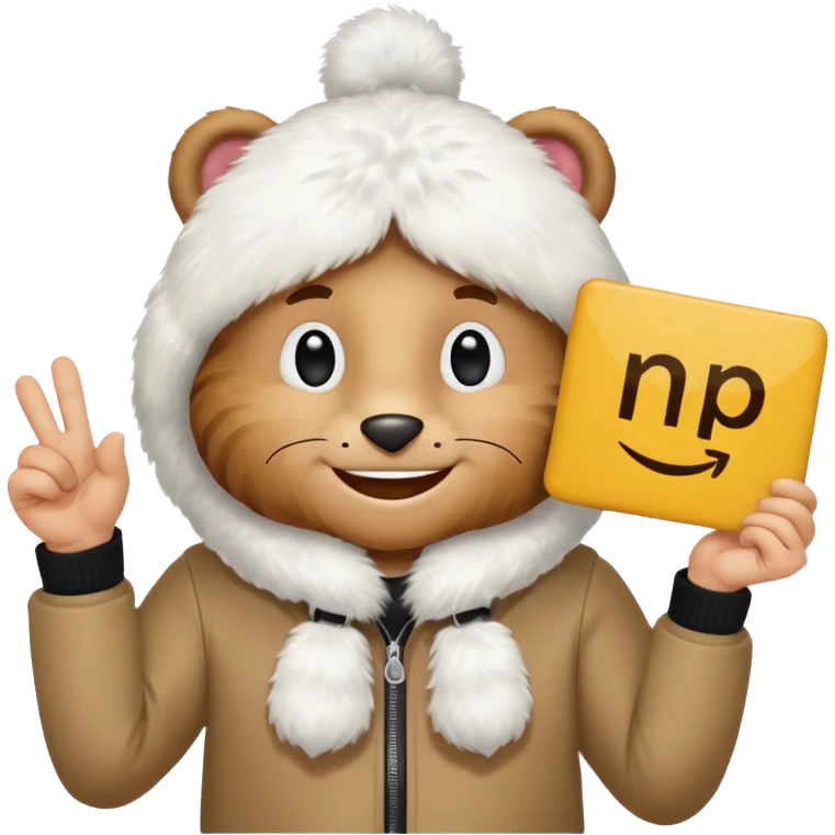 Spud McKenzie holding a sign that says "NP" emoji