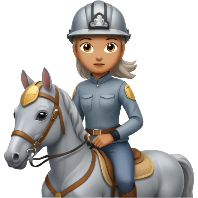 A girl riding a rappel grey horse emoji