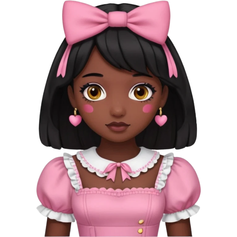 Pink dark skin Lolita with black hair emoji