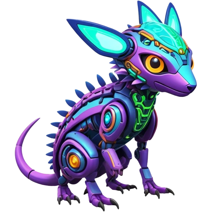  exotic futuristic lush cozy warm-colored modern colorful neon-colored cyber-Fakémon-Digimon-Trico-creature emoji